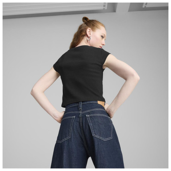 Puma Γυναικεία κοντομάνικη μπλούζα Wardrobe Essentials Ribbed Baby Tee
